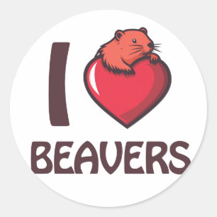 I Liebe Beavers Runder Aufkleber