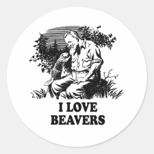 I Liebe Beavers Runder Aufkleber