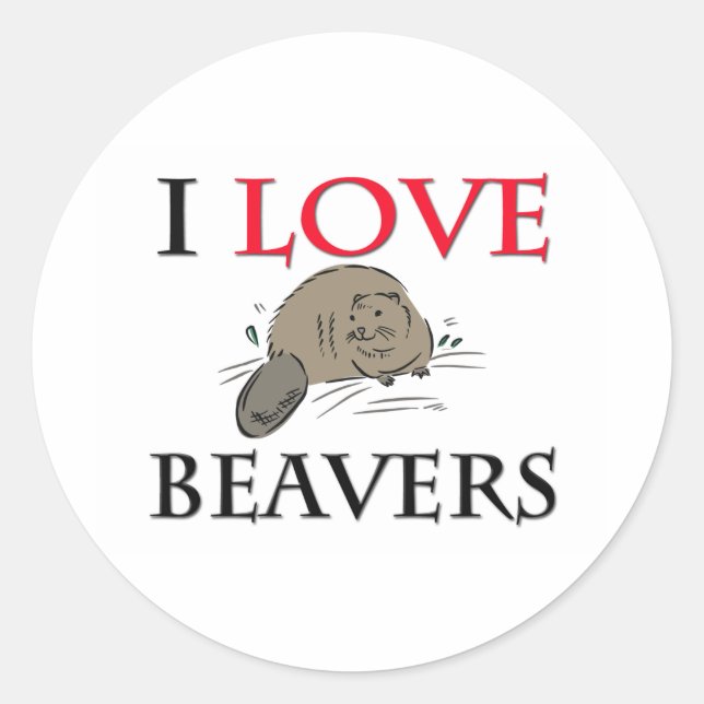 I Liebe Beavers Runder Aufkleber (Vorderseite)