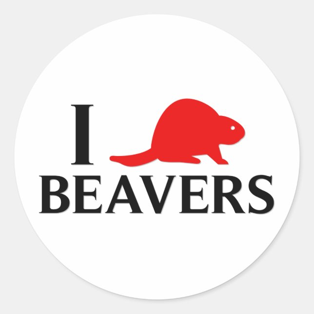 I Liebe Beavers Runder Aufkleber (Vorderseite)