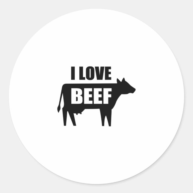 I Liebe Beef Runder Aufkleber (Vorderseite)