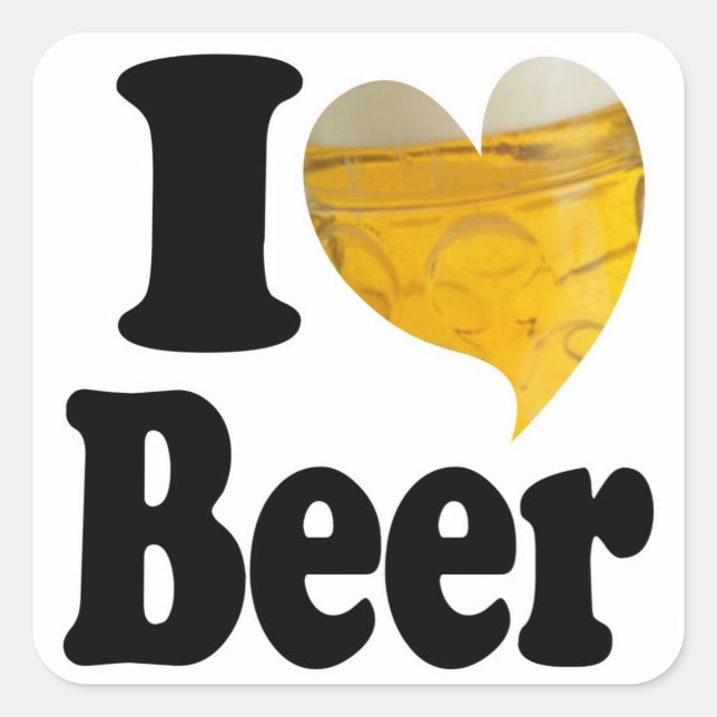 I Liebe Beer Heart Quadratischer Aufkleber (Vorderseite)