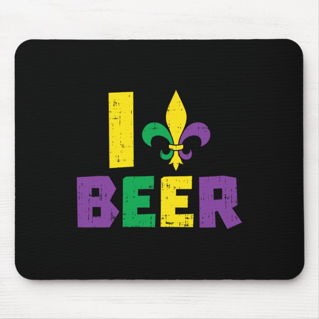 I Liebe Beer Jester Hat Drink Team Fun Mardi Gra Mousepad (Vorne)