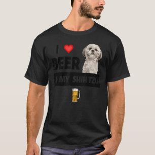 I Liebe Beer und mein schiitischer Tzu Mama Vater T-Shirt
