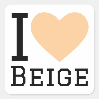 I Liebe beige Quadratischer Aufkleber
