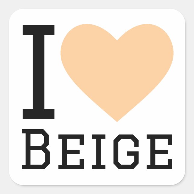 I Liebe beige Quadratischer Aufkleber (Vorderseite)