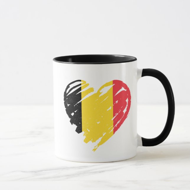 I Liebe Belgien - Belgisches Flaggenherz Tasse (Rechts)