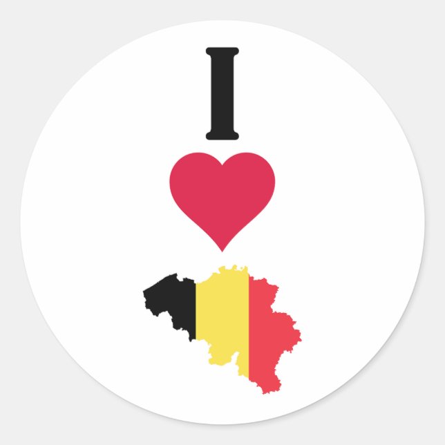 I Liebe Belgium Vertikal I Herzenlandkarte Runder Aufkleber (Vorderseite)