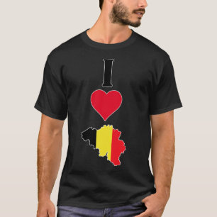 I Liebe Belgium Vertikal I Herzenlandkarte T-Shirt