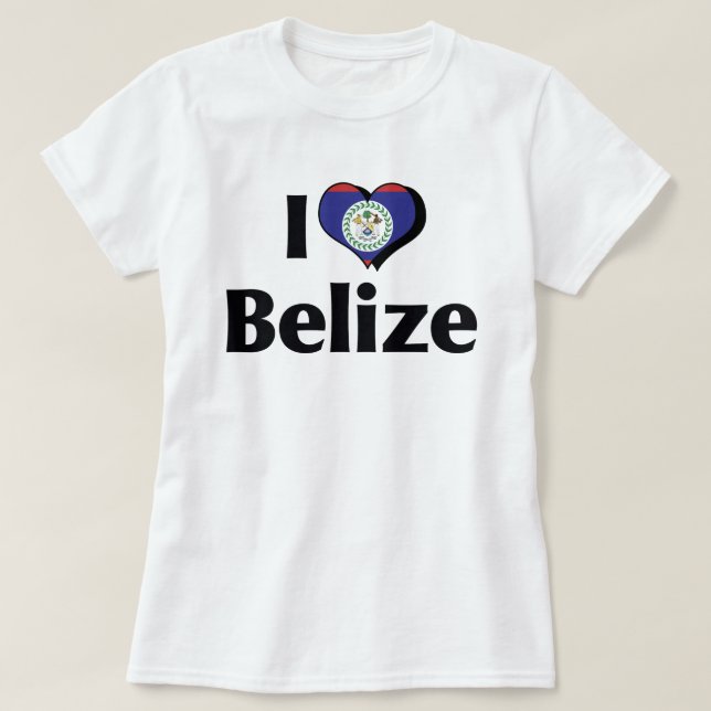 I Liebe Belize-Flagge T-Shirt (Design vorne)