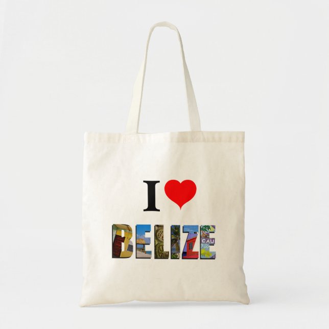 I Liebe Belize Heart Tropical Beach Travel Fotos Tragetasche (Vorne)
