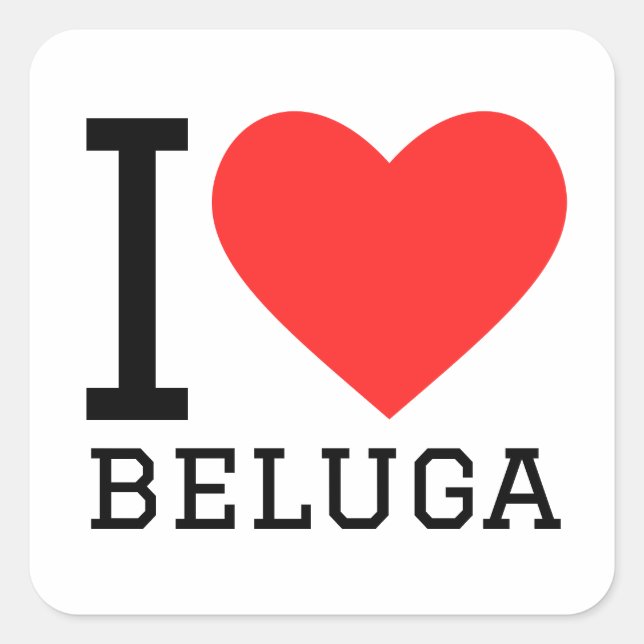 I Liebe Beluga Quadratischer Aufkleber (Vorderseite)