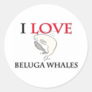 I Liebe Beluga Whales Runder Aufkleber