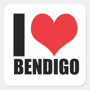 I Liebe Bendigo Quadratischer Aufkleber