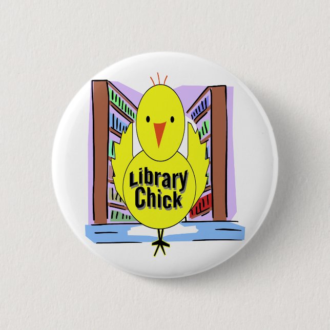 I Liebe-Bibliotheks-Küken Button (Vorderseite)
