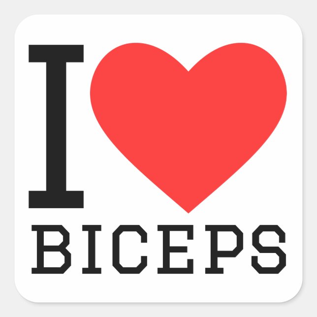 I Liebe biceps Quadratischer Aufkleber (Vorderseite)