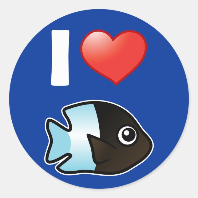 I Liebe Bicolor Damselfish Runder Aufkleber (Vorderseite)