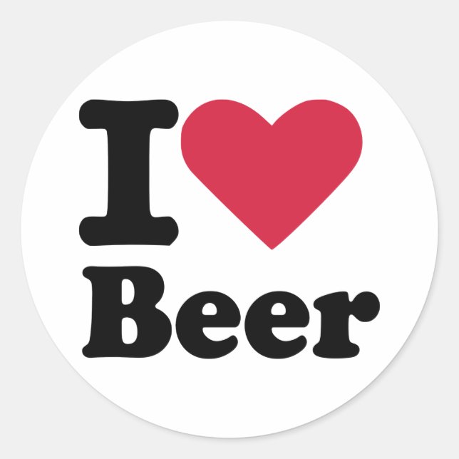 I Liebe Bier Runder Aufkleber (Vorderseite)
