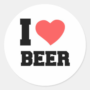 I LIEBE BIER RUNDER AUFKLEBER