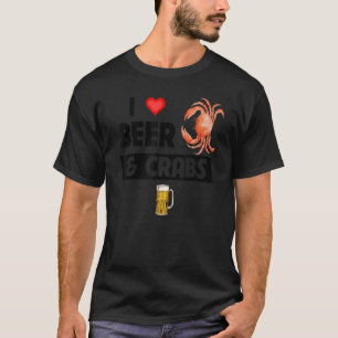 I Liebe Bier und Krebse trinken Meeresfrüchte Meer T-Shirt