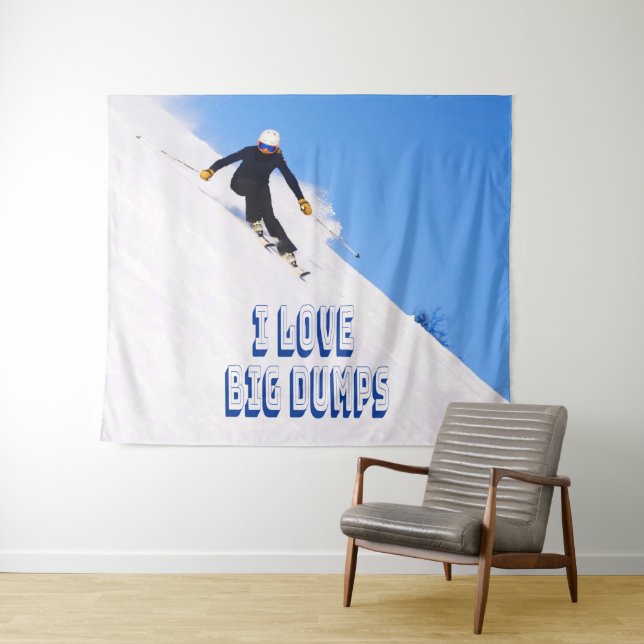 I Liebe Big Dumps Schnee Ski Downhill Wandteppich (Beispiel (Horizontal))