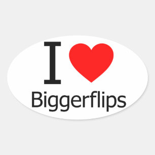 I Liebe Bigger Drehe Ovaler Aufkleber