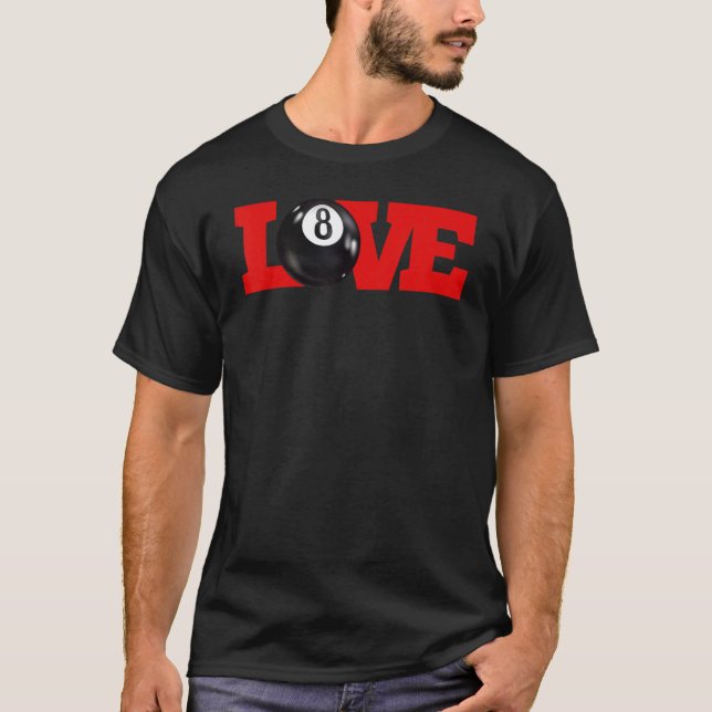 I Liebe Billard 8 Ball Pool Player Carom Englisch T-Shirt (Vorderseite)