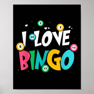 I Liebe Bingo Game Lover Player Spaß Poster