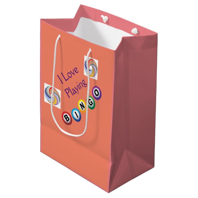 I Liebe Bingo n Wirbel Geschenktasche Mittlere Geschenktüte (Vorderseite Schrägansicht)