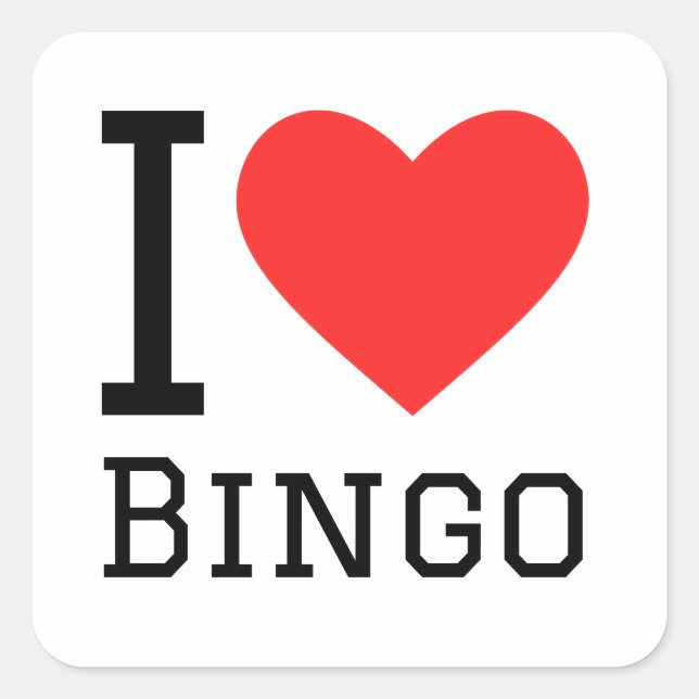 I Liebe Bingo Quadratischer Aufkleber (Vorderseite)