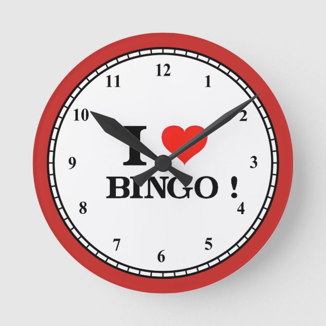 I Liebe-Bingo Runde Wanduhr (Vorderseite)