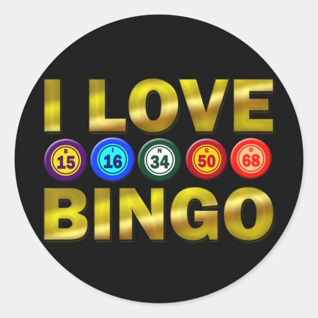 I LIEBE BINGO RUNDER AUFKLEBER (Vorderseite)