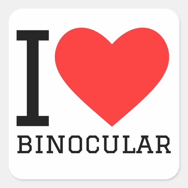 I Liebe binokular Quadratischer Aufkleber (Vorderseite)