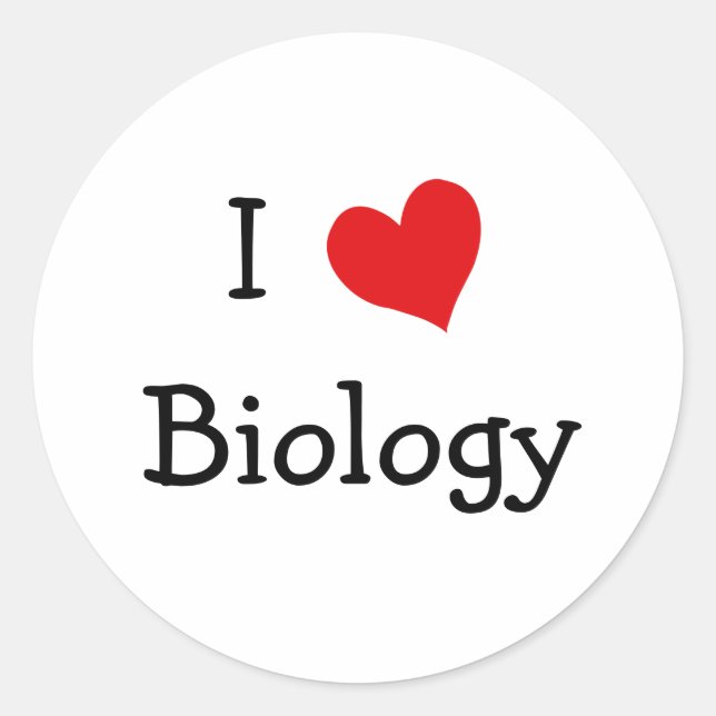 I Liebe Biologie Runder Aufkleber (Vorderseite)