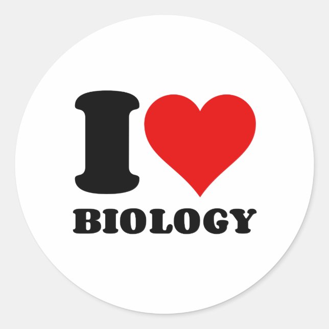 I LIEBE BIOLOGIE RUNDER AUFKLEBER (Vorderseite)