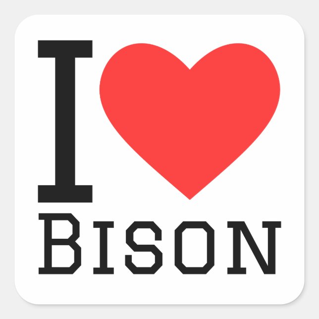 I Liebe Bison Quadratischer Aufkleber (Vorderseite)