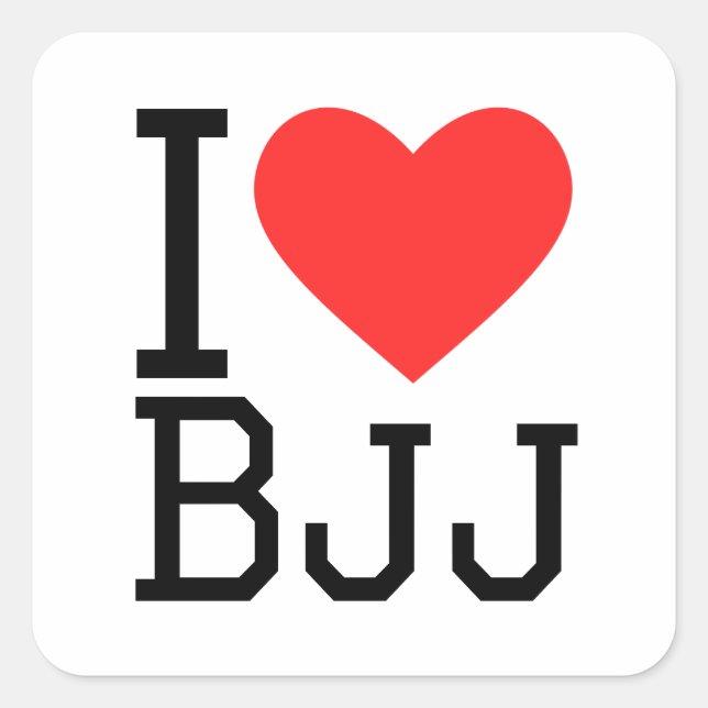 I Liebe bjj Quadratischer Aufkleber (Vorderseite)