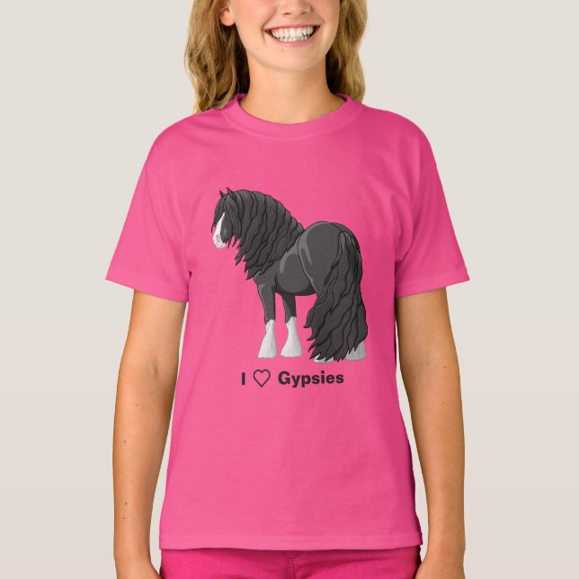 I Liebe Black Sinti und Roma Vanner Pferdeentwurf T-Shirt (Vorderseite)