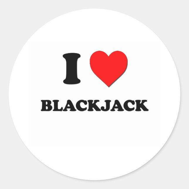 I Liebe Blackjack Runder Aufkleber (Vorderseite)