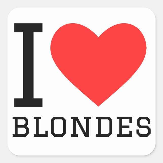 I Liebe blondes Quadratischer Aufkleber (Vorderseite)
