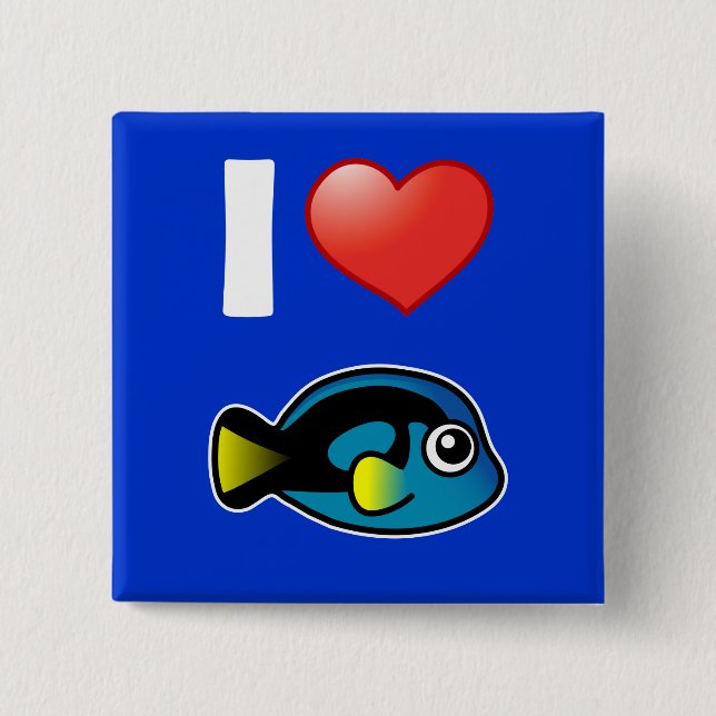 I Liebe Blue Tang Button (Vorderseite)