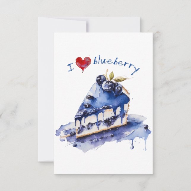 I Liebe Blueberry TShirt, Blueberry Cake Wasserfar Dankeskarte (Vorderseite)