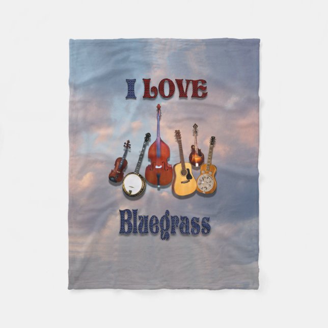 I LIEBE BLUEGRASS FLEECEDECKE (Vorderseite)