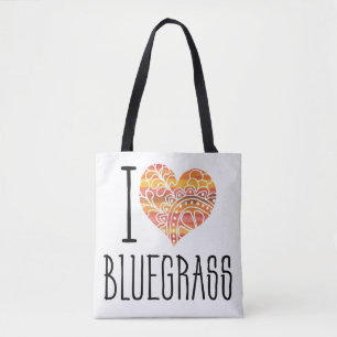 I Liebe Bluegrass Yellow Orange Mandala Herz Tasche