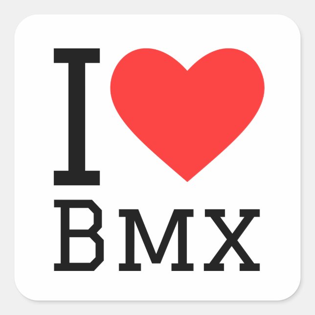 I Liebe bmx Quadratischer Aufkleber (Vorderseite)