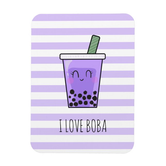 I Liebe Boba Kawaii Bubble Tea Taro Ube Lila Magnet (Vertikal)