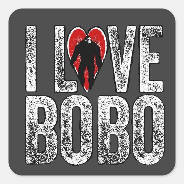 I Liebe Bobo Quadratischer Aufkleber (Vorderseite)