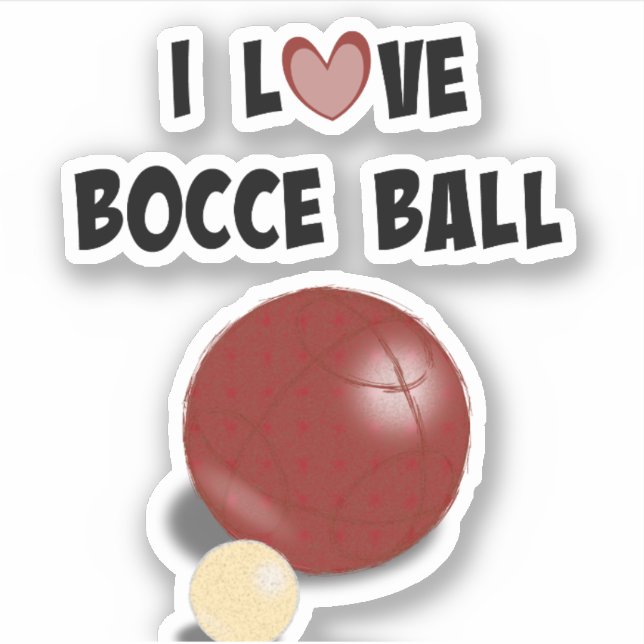 I Liebe Bocce Ball Aufkleber (Vorderseite)