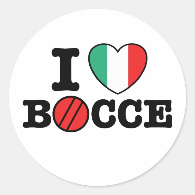 I Liebe Bocce Runder Aufkleber (Vorderseite)
