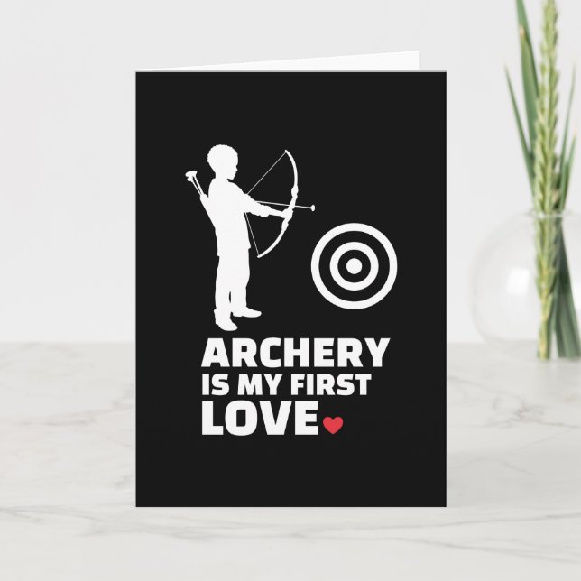 I Liebe Bogenschießen Stilvolle Silhouette Design Karte (Vorderseite)